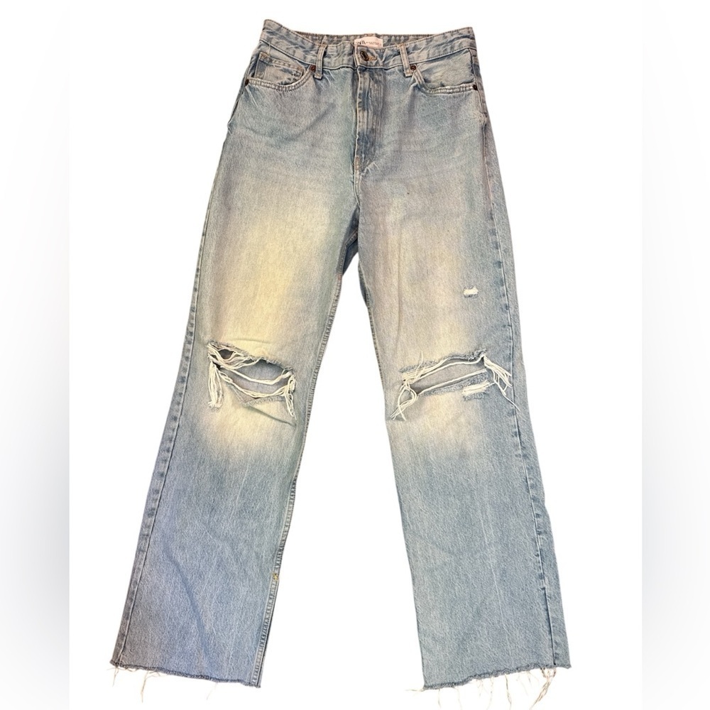 Zara Light Blue Distressed Jeans sz 10